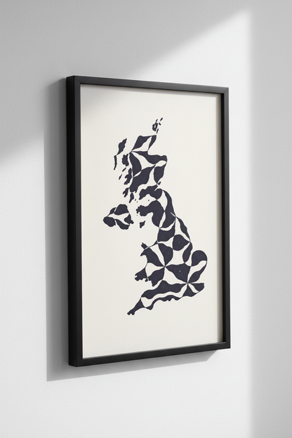 UK Map Pattern Wall Art | Great Britain Abstract Print | Geometric Britain Home Decor | Unique UK Map Poster UK Wall Hanging