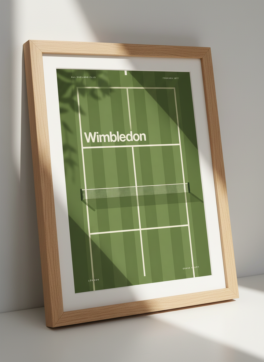 Wimbledon Tennis Court Art | Lawn Green Sports Poster | Minimalist Tennis Decor