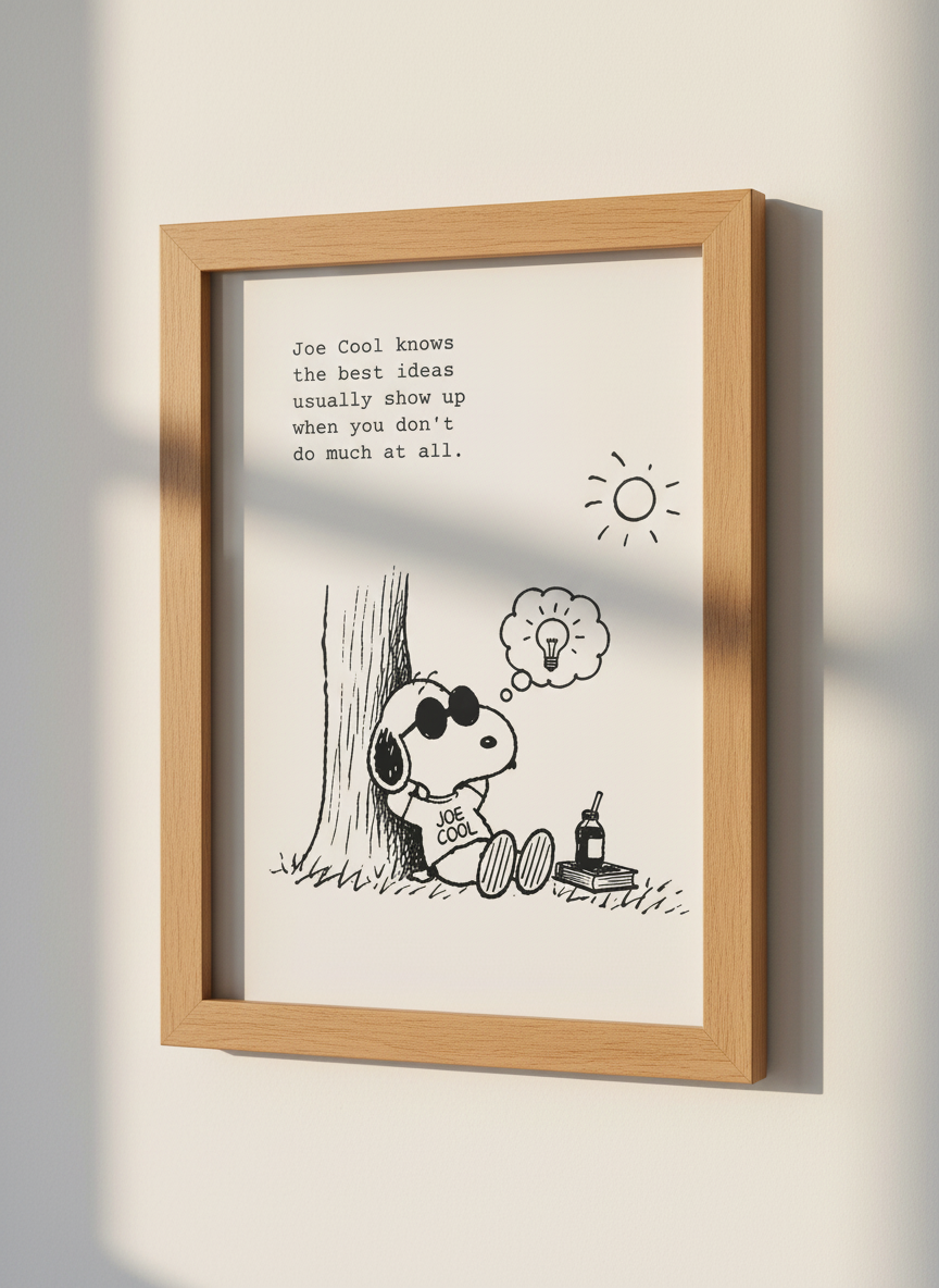 Joe Cool Snoopy Quote Art | Minimalist Black &amp; White Print | Office Decor