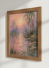 Water Lily Lake Sunset Painting | Serene Landscape Wall Art, Pink Pastel Decor