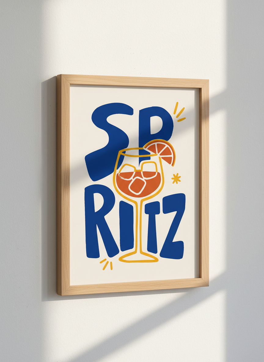 Spritz Cocktail Wall Art | Retro Bar Cart Decor | Fun Kitchen Poster Drink Print