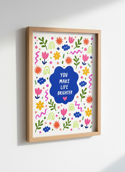 Positive Quote Wall Art Print | Boho Kids Room Decor | Bright &amp; Happy Inspirational Poster | &