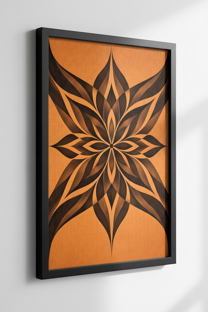 Mandala Flower Wall Art Print | Boho Abstract Geometric Poster | Mid-Century Modern Home Decor | Earthy Tone Wall Hanging