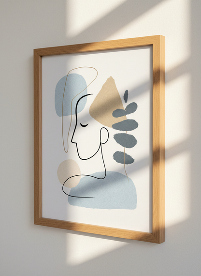 Abstract Line Art Woman Wall Art Print | Boho Bedroom Decor | Minimalist Head Poster | Framed or Unframed Art | Digital Download