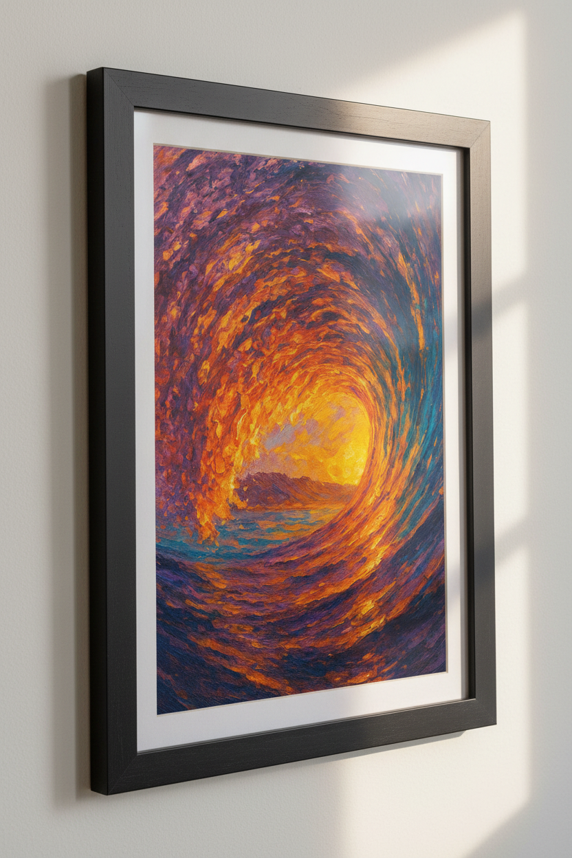 Impressionist Ocean Wave Wall Art Print | Vibrant Sunset Seascape Decor | Abstract Coastal Poster | Bright Home Office Art