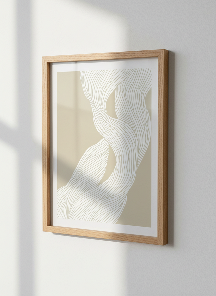 Abstract Wavy Line Art Print | Minimalist Wall Decor | Neutral Beige Aesthetic Poster | Modern Living Room Art