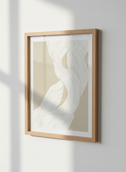 Abstract Wavy Line Art Print | Minimalist Wall Decor | Neutral Beige Aesthetic Poster | Modern Living Room Art