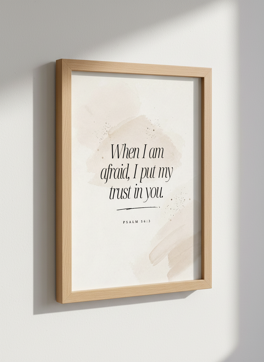 Psalm 56:3 Bible Verse Wall Art | Christian Home Decor | Scriptural Quote Poster