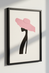 Minimalist Woman with Pink Hat Wall Art | Abstract Fashion Print | Modern Home Decor Poster | Elegant Portrait Wall Hanging