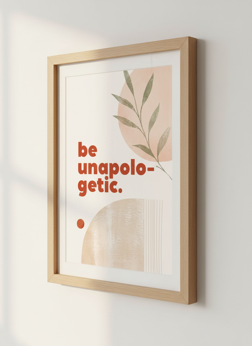 Be Unapologetic Wall Art | Boho Quote Print, Aesthetic Dorm Decor, Empowering Gift