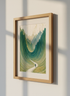 Abstract Mountain Path Wall Art | Serene Green Landscape Decor | Man Journey Poster