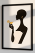Elegant Abstract Woman with Cocktail Wall Art | Minimalist Silhouette Print | Home Bar Decor | Fashion Art Poster