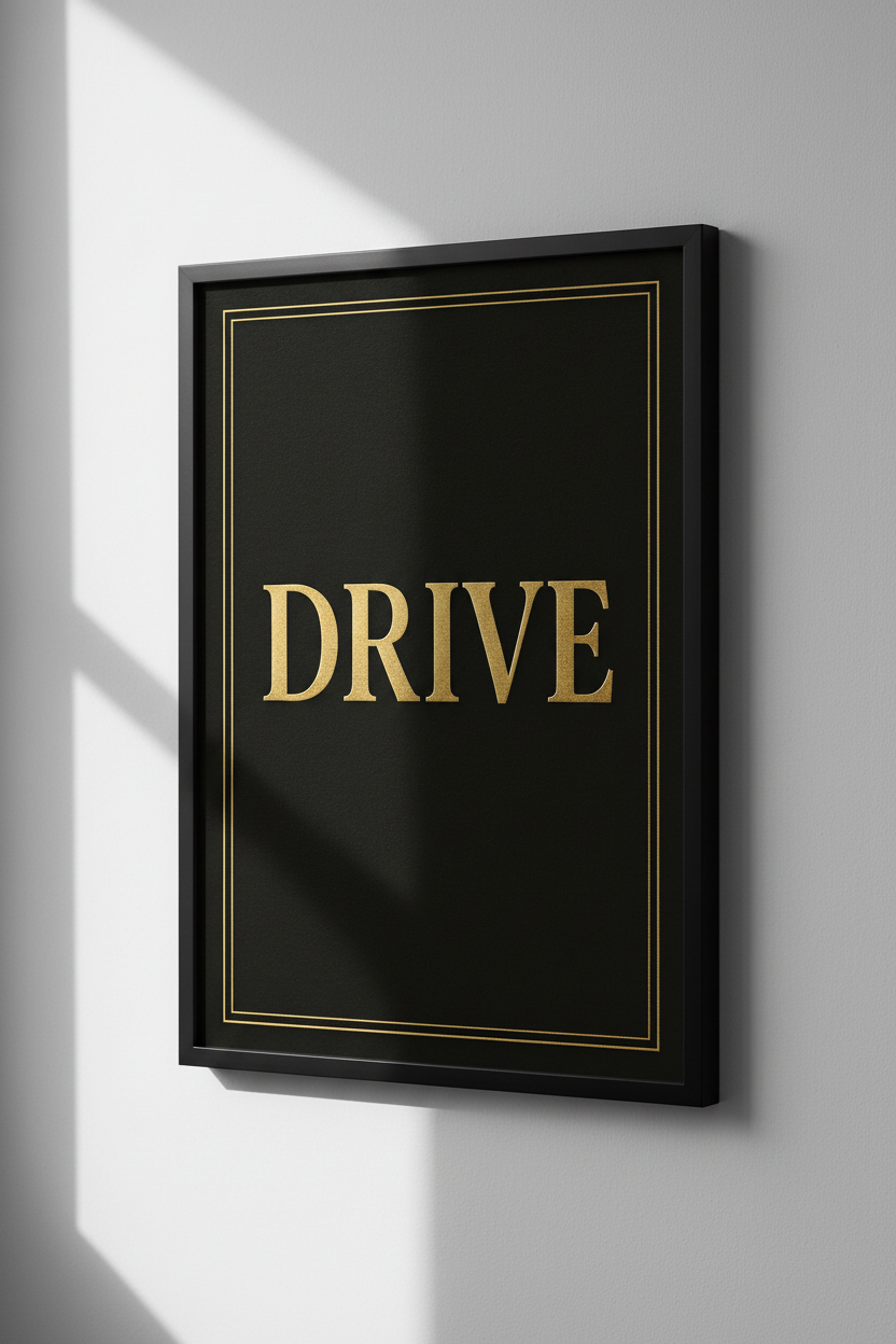 DRIVE Motivational Wall Art Print | Gold Lettering Black Poster | Modern Home Decor | Inspirational Office Wall Hanging Art Print