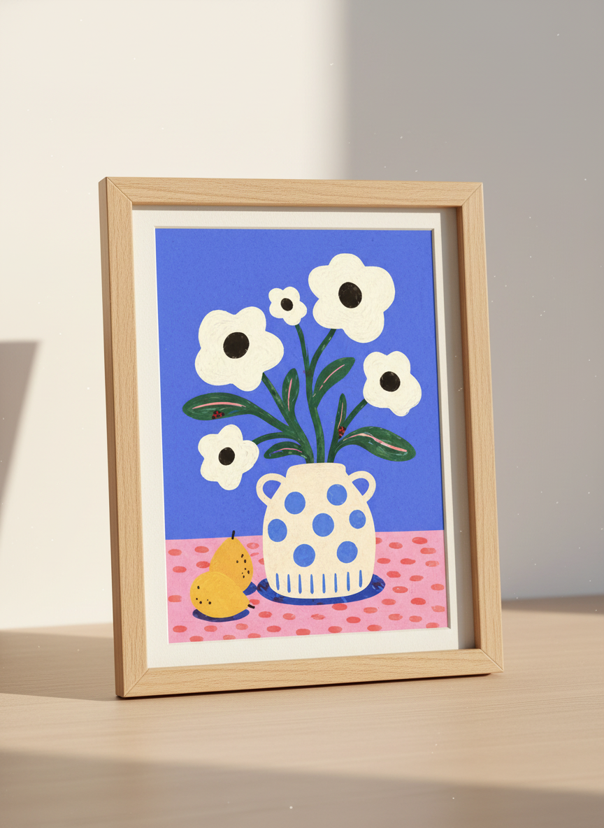 Abstract Floral Wall Art Print | Boho Kitchen Decor | Colorful Botanical Poster | Groovy Living Room Art | Mid Century Modern