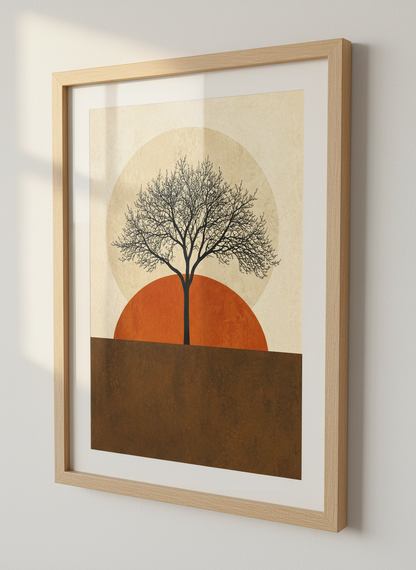 Minimalist Tree Wall Art Print | Boho Living Room Decor | Mid Century Modern Poster | Abstract Nature Art | Earth Tone Wall Decor