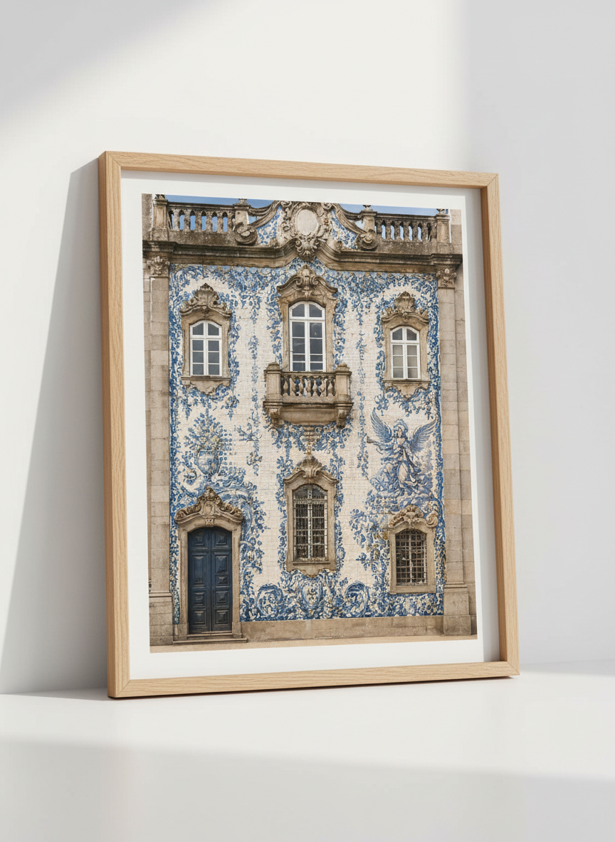 Portuguese Azulejo Art Print | Vintage Blue Tile Wall Decor | Baroque Mediterranean Poster