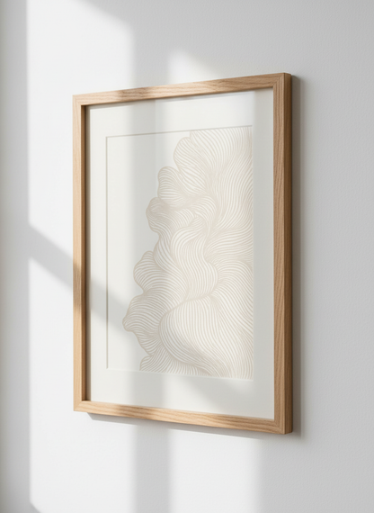 Abstract Waves Wall Art Print | Modern Bedroom Decor | Neutral Aesthetic Poster | Minimalist Living Room Art | Beige Unframed Framed Digital