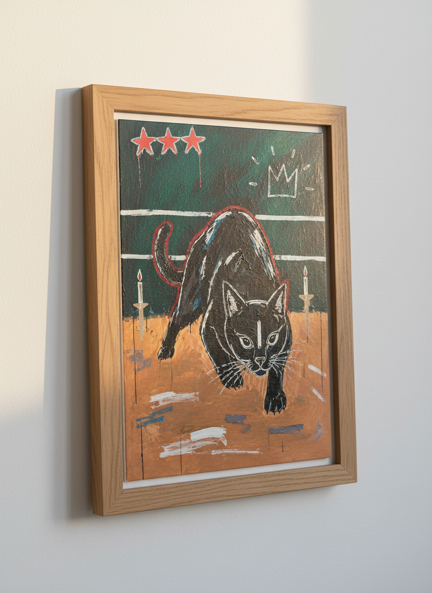 Abstract Black Cat Wall Art Print | Eclectic Home Decor | Vintage Animal Poster | Dark Academia Aesthetic | Pet Lover Gift
