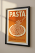 Pasta Italian Cuisine Wall Art Print - Retro Orange Food Poster, Kitchen Dining Room Decor, Unique Home Decor, Giclee Print