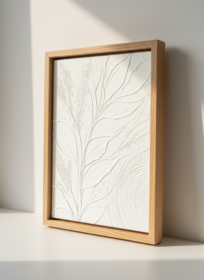 Textured Botanical Wall Art | Abstract Neutral Leaf Print, Minimalist Home Decor