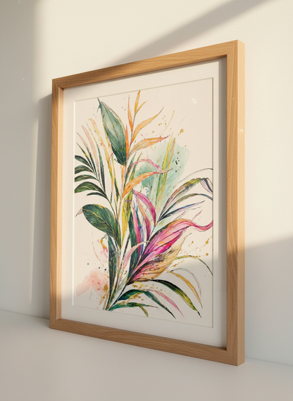 Vibrant Tropical Palm Art Print | Colorful Botanical Decor, Eclectic Bohemian Poster