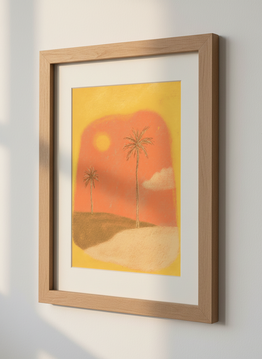 Desert Dream Palm Tree Art | Mid-Century Modern Sunset Poster | Boho Wall Decor