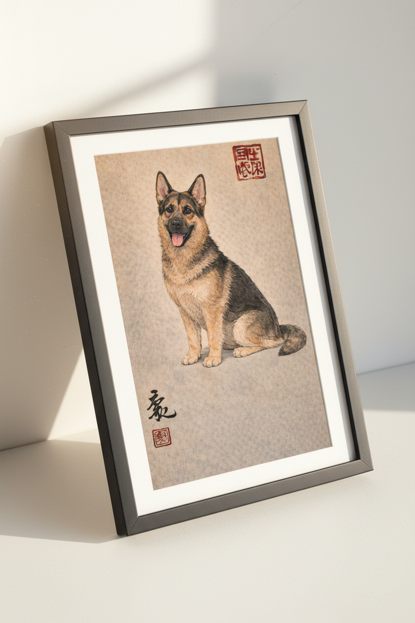 Watercolor German Shepherd Dog Wall Art Print | Pet Lover Gift | Living Room Decor | Animal Realistic Poster Giclee | Digital Download