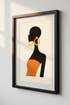 Minimalist Afrocentric Woman Wall Art Print | Bold Black & Orange Silhouette Decor | Modern African Queen Poster | Home Decor