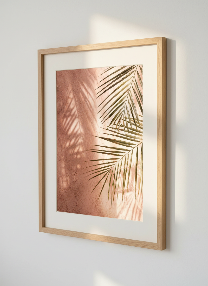 Minimalist Palm Leaf Wall Art Print | Boho Living Room Decor | Mid Century Modern Tropical Botanical Poster