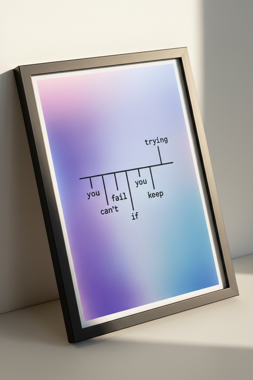 Motivational Quote Wall Art | Gradient Positive Affirmation Poster | Keep Trying Minimalist Print | Inspirational Home Decor