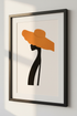 Abstract Woman with Orange Hat Wall Art | Minimalist Silhouette Print | Modern Home Decor Poster | Elegant Female Profile Art