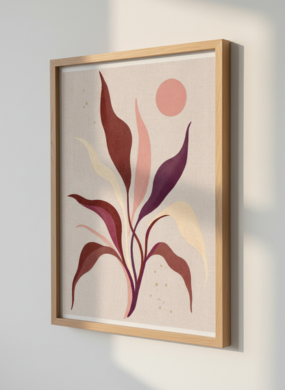 Abstract Botanical Art Print | Mid Century Modern Wall Decor | Minimalist Poster