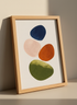 Abstract Geometric Wall Art Print | Mid Century Modern Decor | Minimalist Painting Poster | Blue Peach Green Shapes