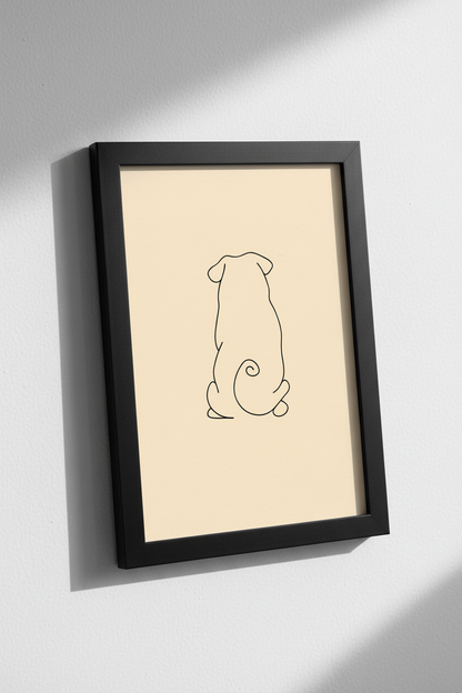 Minimalist Pug Line Art Print, One Line Dog Wall Art, Modern Pet Poster, Cute Animal Home Decor, Abstract Pug Wall Hanging, Dog Lover Gift