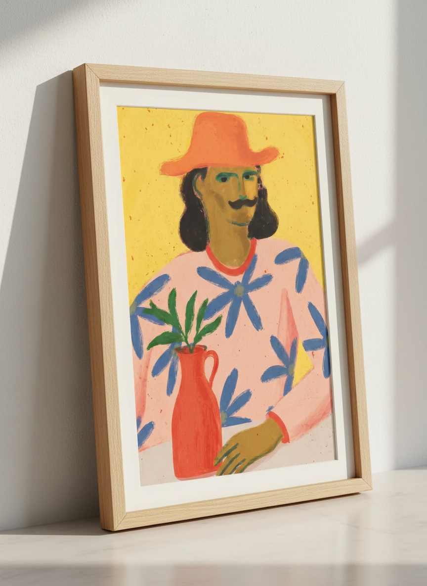 Abstract Portrait Wall Art Print | Boho Eclectic Kitchen Decor | Modern Folk Art Poster | Colorful Abstract Print