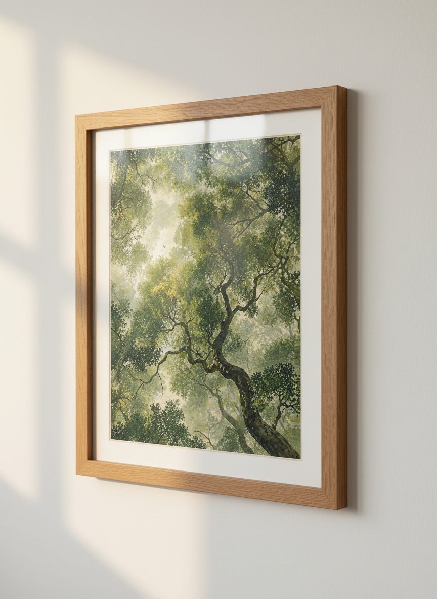 Enchanted Forest Canopy | Green Nature Art Print, Woodland Decor