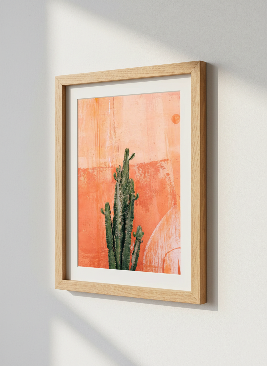 Desert Cactus Wall Art Print | Boho Living Room Decor | Terracotta Aesthetic Poster