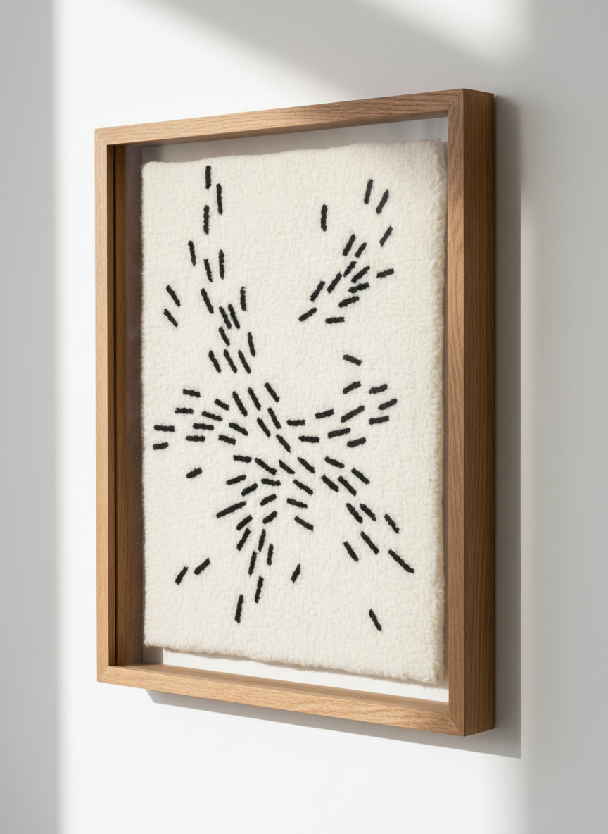 Abstract Boho Dash Line Art Print | Minimalist Mid-Century Modern Wall Decor | Beige Black Living Room Poster