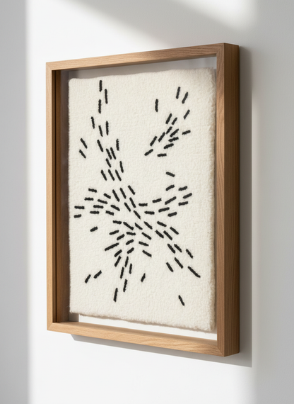 Abstract Boho Dash Line Art Print | Minimalist Mid-Century Modern Wall Decor | Beige Black Living Room Poster