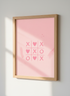 Tic Tac Toe Hearts & XOXO Wall Art Print | Pink Kids Room Decor | Minimalist Poster
