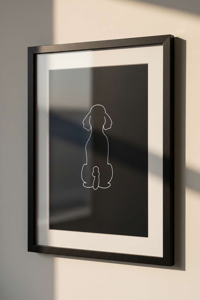 Minimalist Dog Line Art Print | Simple Canine Home Decor Wall Hanging | Pet Portrait Poster Black &amp; White Animal Wall Art