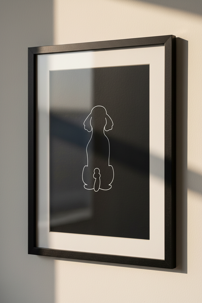 Minimalist Dog Line Art Print | Simple Canine Home Decor Wall Hanging | Pet Portrait Poster Black &amp; White Animal Wall Art