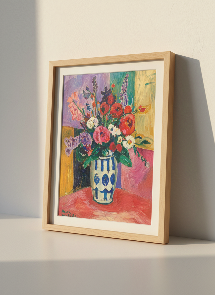 Henri Matisse Style Floral Wall Art Print | Vibrant Flower Vase Decor | Eclectic Impressionist Poster | Gallery Wall Art