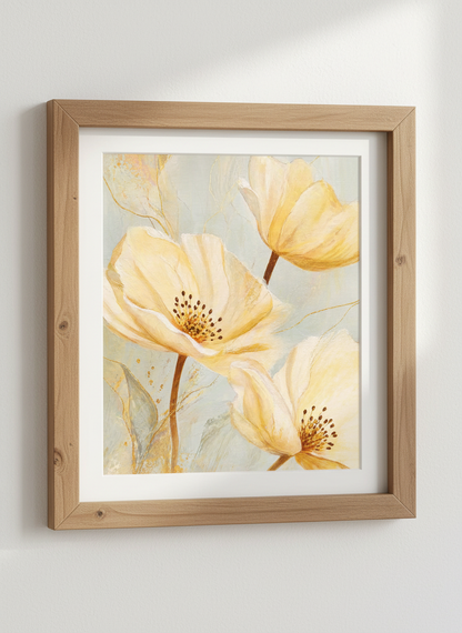 Abstract Gold Floral Art Print | Modern Botanical Wall Decor | Elegant Flower Poster