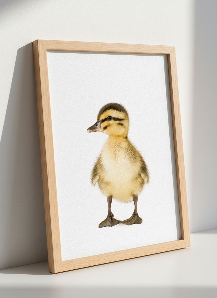 Cute Baby Duck Wall Art Print | Nursery Room Decor | Farmhouse Animal Poster | Newborn Gift | Yellow Neutral Decor