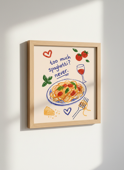 Spaghetti Wall Art Print | Kitchen Decor | Food Illustration Poster