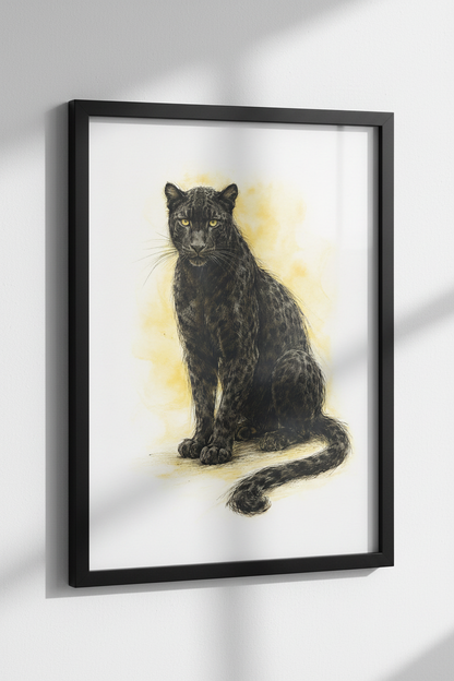 Black Panther Wall Art Print | Majestic Big Cat Portrait | Wildlife Animal Home Decor | Unique Leopard Poster