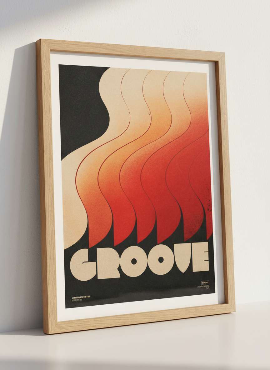 Retro Groove Wave Art Print | Mid-Century Modern Home Decor | Vibrant Abstract Music