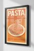 Pasta Never Gets Boring Wall Art Print | Funny Kitchen Decor, Italian Food Poster, Retro Mid-Century Modern Art Print | Dining Room Wall Hanging