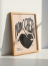 Mon Chéri Love Heart Wall Art | Funky Retro Home Decor | Modern Typography Poster